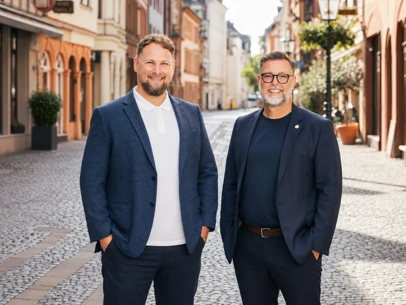 Martin Reubold und Patrick Hofrichter in der Mainzer Altstadt
